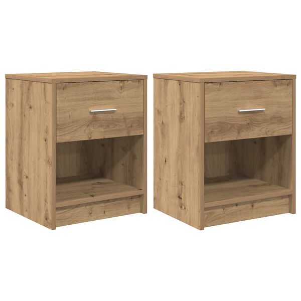 vidaXL Bedside Cabinets 2 pcs with Drawer Artisan Oak 40x34x50 cm