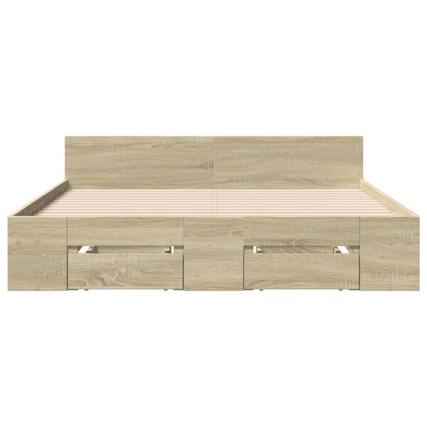 vidaXL Bed Frame with Drawers without Mattress Sonoma Oak 135x190 cm Double