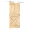 vidaXL Sliding Door Natural and White 95 x 210 cm Solid Pine Wood