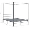vidaXL Canopy Bed Frame without Mattress Grey Metal 160x200 cm