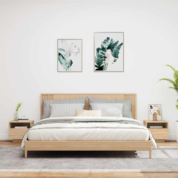 vidaXL Bedside Cabinets with LED Lights 2 pcs Sonoma Oak 40x39x37 cm