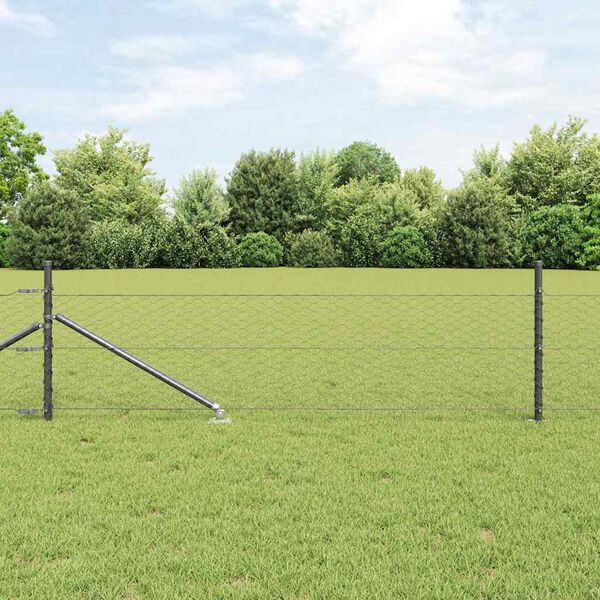 vidaXL Fence Post Grey 100 x 0.5 m (36 mm mesh) Steel and PVC