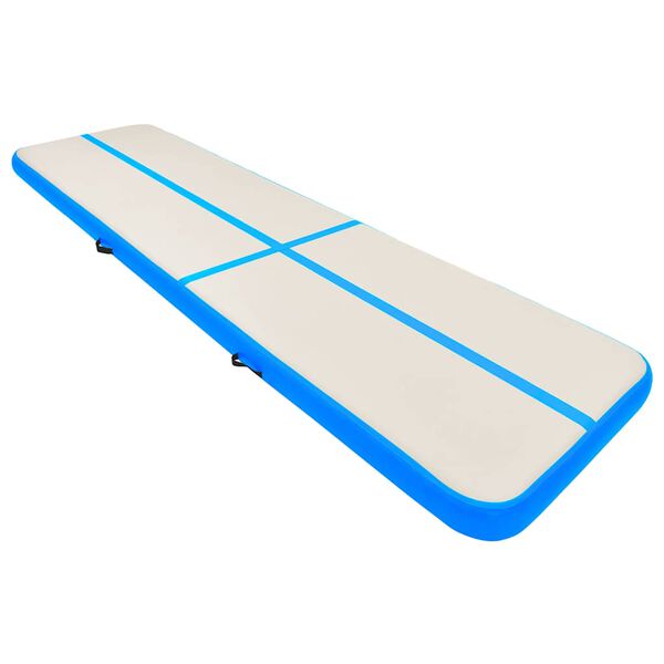 vidaXL Inflatable Gymnastics Mat with Pump 600x100x15 cm PVC Blue