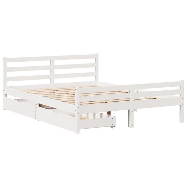 vidaXL Bed Frame without Mattress White 140x200 cm Solid Wood Pine