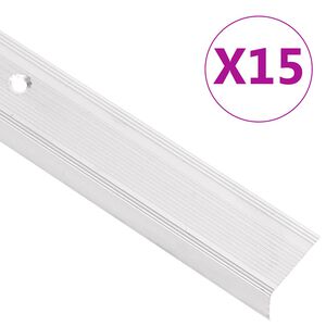 vidaXL Stair Nosings in L-shape 15 pcs Aluminium 90 cm Silver