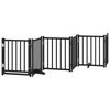 vidaXL Dog Gate with Door Foldable 9 Panels Black 450 cm Poplar Wood