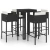 vidaXL 5 Piece Garden Bar Set with Cushions Poly Rattan Black