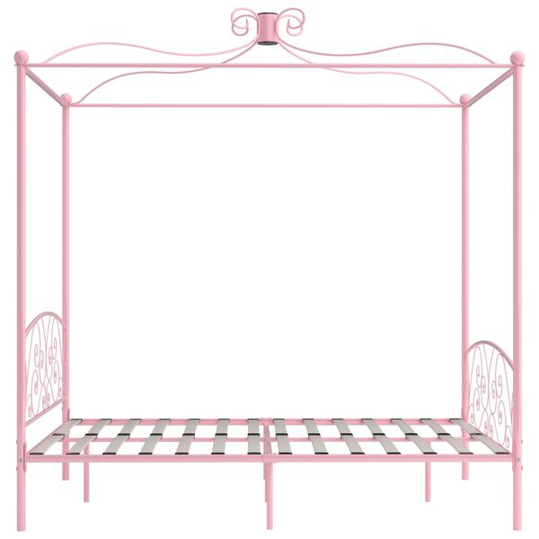vidaXL Canopy Bed Frame without Mattress Pink Metal 160x200 cm