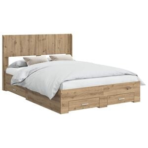 vidaXL Bed Frame with Storage and Headboard Artisan Oak 120 x 190 cm