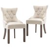 vidaXL Dining Chair | Set of 2 | Beige | Polyester, Rubberwood | Standard