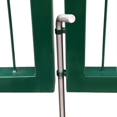 vidaXL Garden Fence Gate with Posts 350x120 cm Steel Green