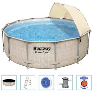 Bestway Power Steel Swimming Pool Set with Canopy 396x107 cm