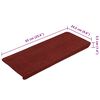 vidaXL Stair Mats Self-adhesive 15 pcs 65x24.5x3.5 cm Red