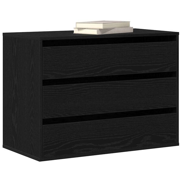 vidaXL Drawer Cabinet Black 80 x 41 x 58 cm Engineered Wood