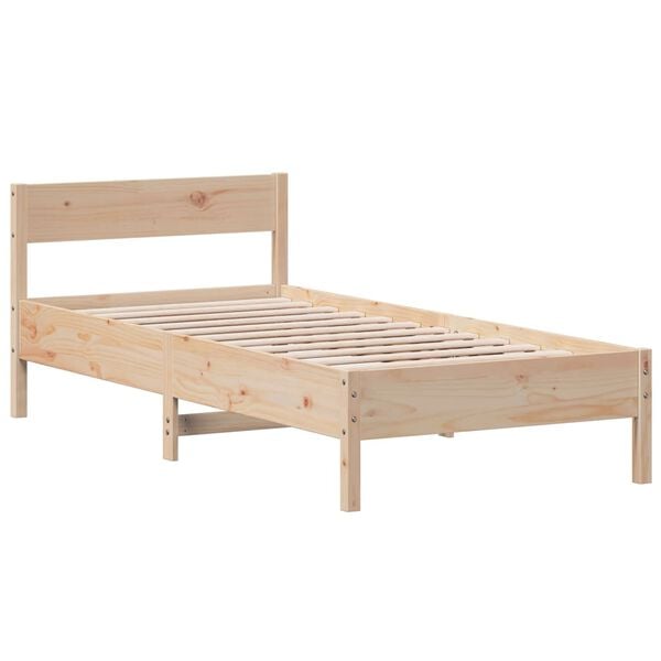 vidaXL Bed Frame without Mattress 75x190 cm Small Single Solid Wood Pine