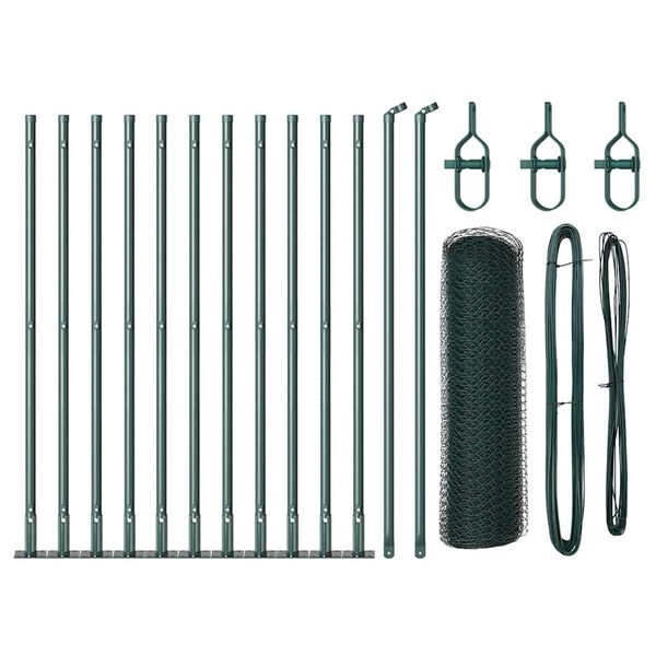 vidaXL Fence Post Green 25 x 0.5 m (13 mm mesh) Steel