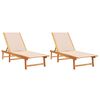 vidaXL Sun Loungers 2 pcs Cream Solid Wood Acacia and Textilene