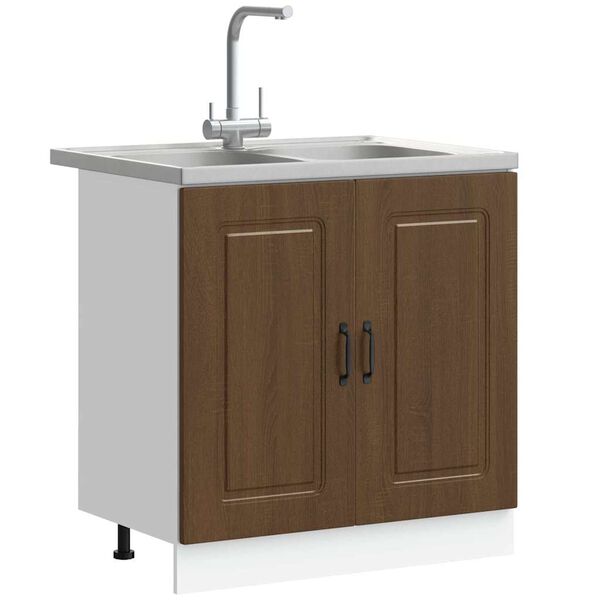 vidaXL Kitchen Cabinet with Door Kalmar 2 pcs Brown 80 x 46 x 81.5 cm