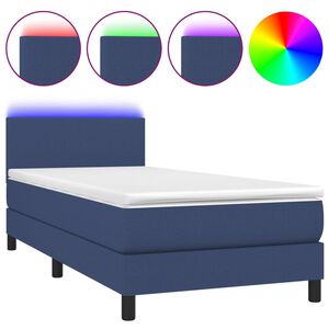 vidaXL Box Spring Bed with Mattress&LED Blue 80x200cm Fabric