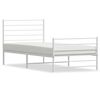 vidaXL Metal Bed Frame without Mattress with Footboard White 75x190cm