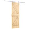 vidaXL Sliding Door Natural and White 70 x 210 cm Solid Pine Wood