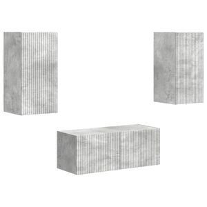 vidaXL TV Cabinet Set Wall-mounted 2 pcs Concrete Grey Engineered Wood