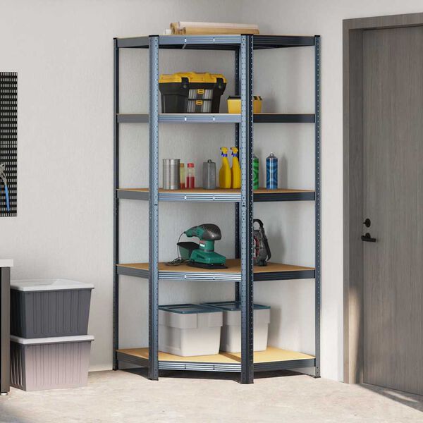 vidaXL 5-Layer Corner Shelf Anthracite Steel&Engineered Wood