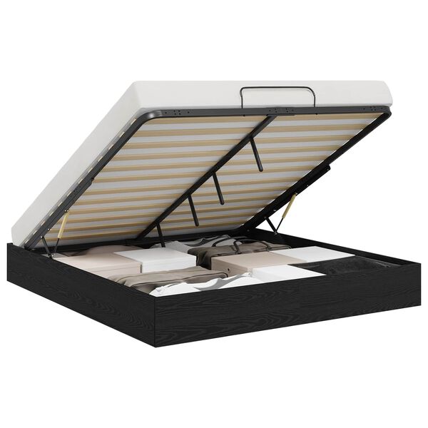 vidaXL Ottoman Bed Frame Black Oak 203 x 160 x 25 cm Engineered Wood