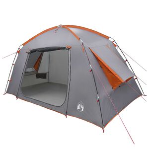 vidaXL Cabin Tent 4-Person Grey and Orange Polyester