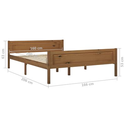 vidaXL Bed Frame Solid Pinewood Honey Brown 160x200 cm