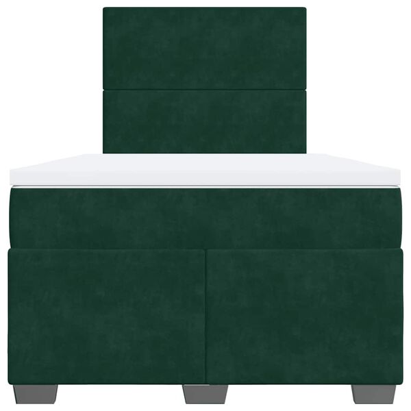 vidaXL Box Spring Bed with Mattress Dark Green 120x190 cm Small Double Velvet