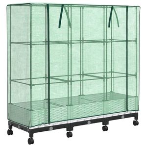 vidaXL Garden Planter with Greenhouse Cover&Wheels 3 pcs White PP