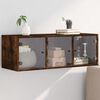 vidaXL Wall Cabinet with Glass Doors Smoked Oak 102x37x35 cm