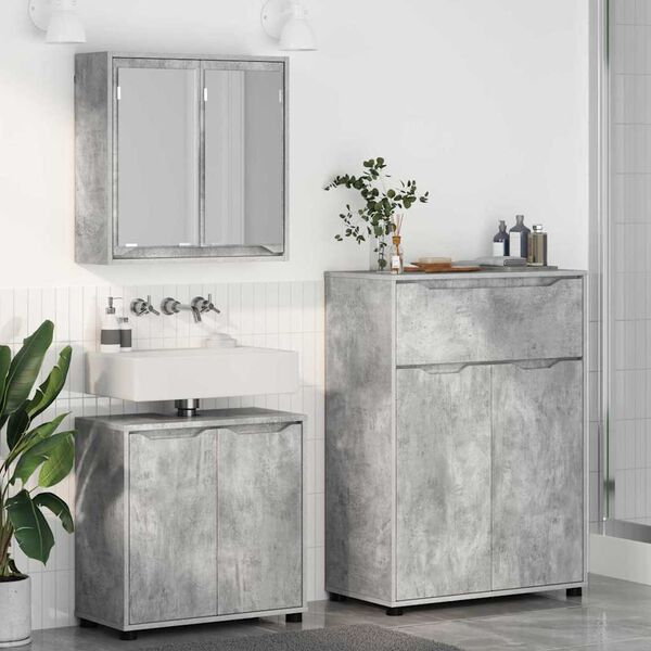 vidaXL Bathroom Furniture Set 3 pcs Concrete Grey Engineered Wood