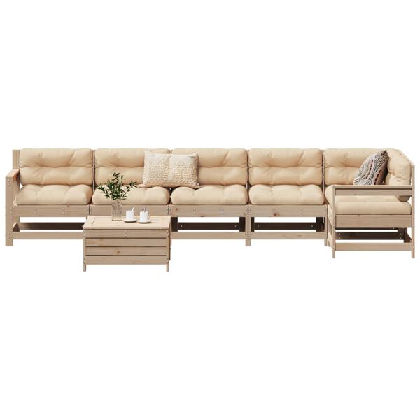 vidaXL 7 Piece Garden Sofa Set Solid Wood Pine