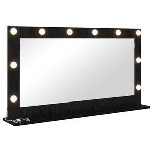 vidaXL Vanity Mirror with LED Strip Lights Black Oak 100 x 55 x 18 cm