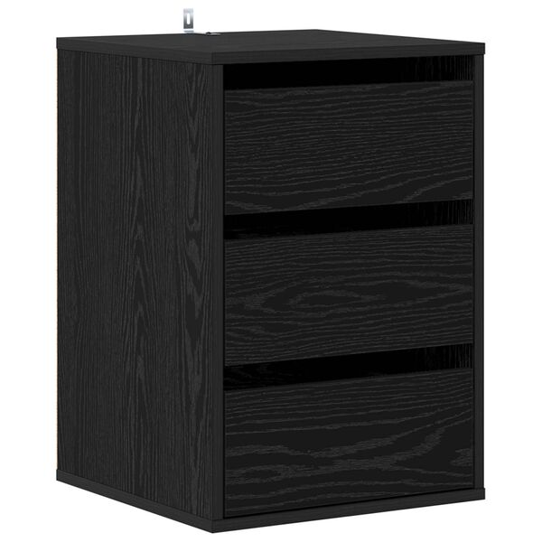 vidaXL Drawer Cabinet Black Oak 41 x 40 x 58 cm Engineered Wood