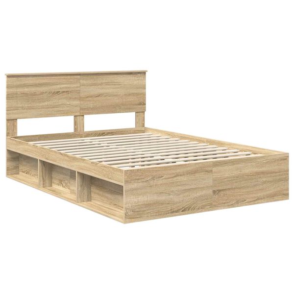 vidaXL Bed Frame Smoked Oak 150 x 200 cm Engineered wood