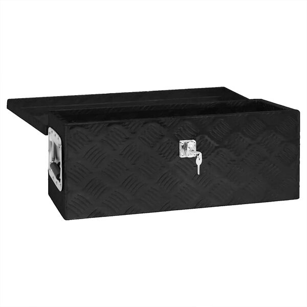 vidaXL Storage Box Black 60x23.5x23 cm Aluminium