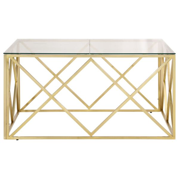 vidaXL Coffee Table Gold Stainless Steel and Tempered Glass