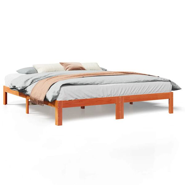 vidaXL Bed Frame without Mattress Wax Brown 160x200 cm Solid Wood Pine
