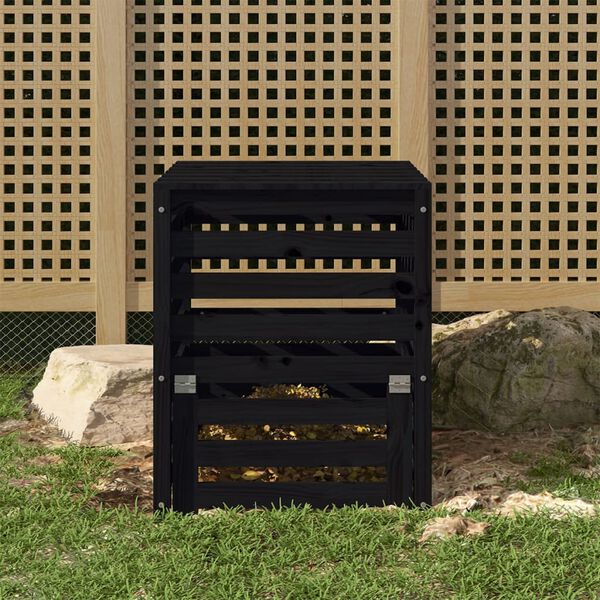 vidaXL Composter Black 63.5x63.5x77.5 cm Solid Wood Pine