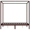 vidaXL Canopy Bed Frame without Mattress Dark Brown Pine Wood 140x200 cm (283271+2x321988)