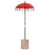 vidaXL Parasol with Base Red 95 x 95 x 260 cm Cotton and Wood