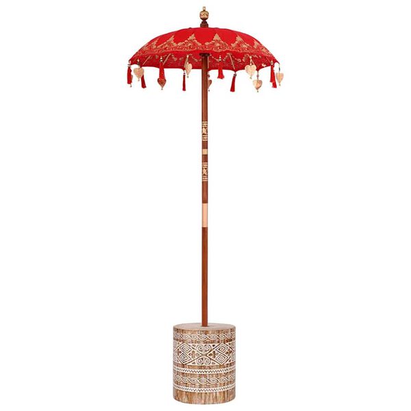 vidaXL Parasol with Base Red 95 x 95 x 260 cm Cotton and Wood