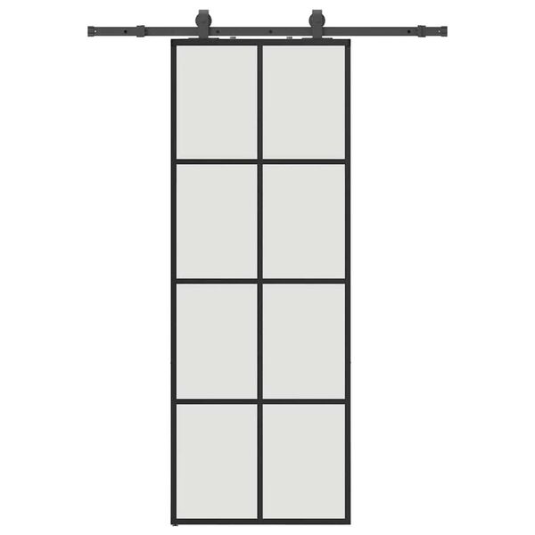 vidaXL Sliding Door with Hardware Set Black 76x205 cm ESG Glass