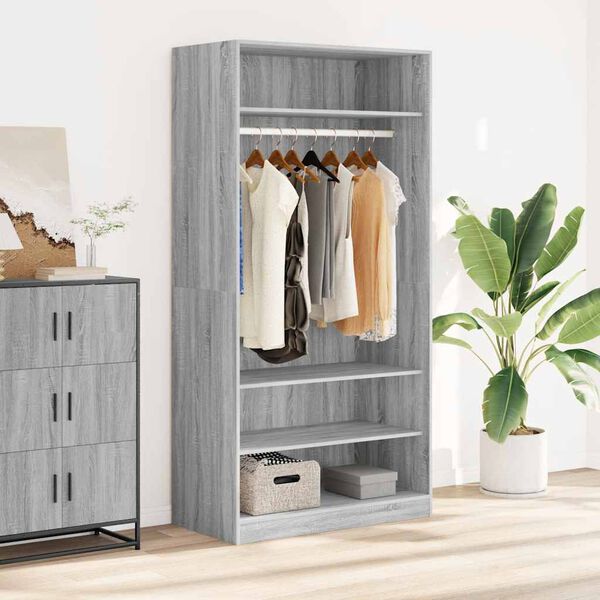 vidaXL Wardrobe Grey Sonoma 100x50x200 cm Engineered Wood