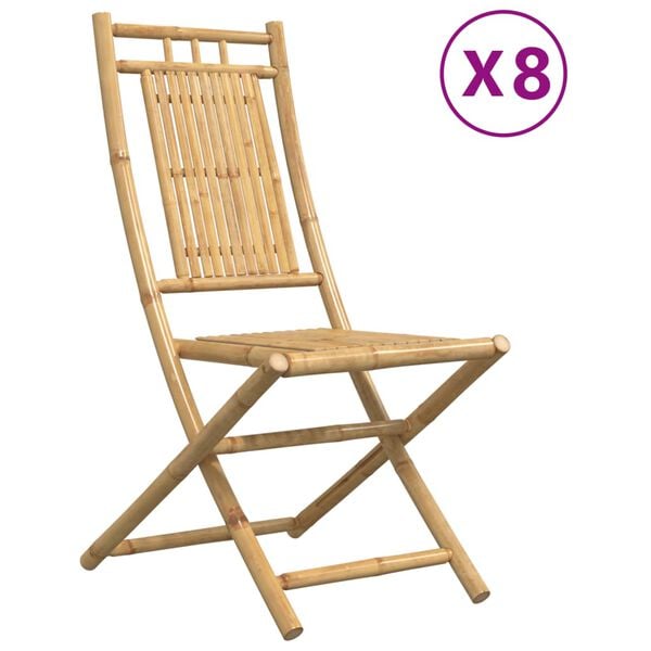 vidaXL Folding Garden Chairs 8 pcs 46x66x99 cm Bamboo