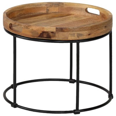 vidaXL Coffee Table Solid Mange Wood and Steel 50x40 cm