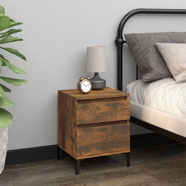 vidaXL Bedside Cabinets 2 pcs Smoked Oak 40x35x50 cm
